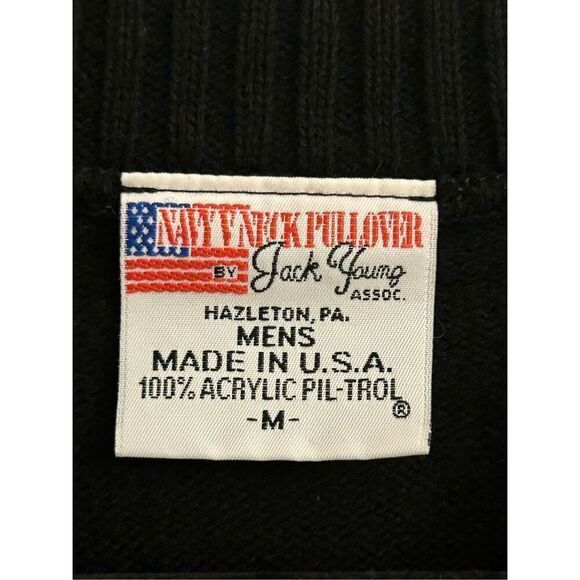 Vintage 80's Navy Neck Pullover by Jack Young Sweater sz M Military Issued made - Picture 3 of 7